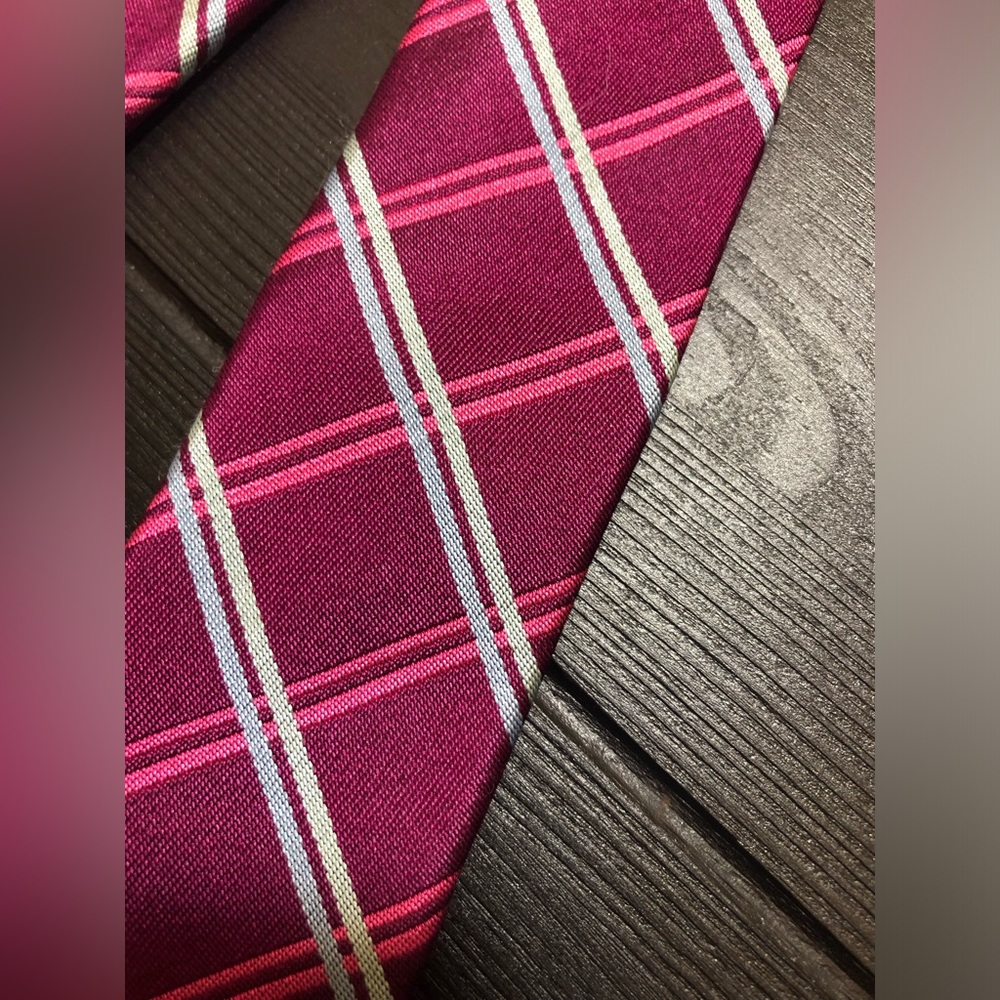 Brooks Brothers Pink and White Plaid Tie - Picture 4 of 5